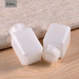 Bottles 60ml Portable Small Mouth Plastic Bottle Empty Square Container For Reagent Liquid Oil Airtight Sealing 10PCS