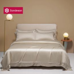 Pillow Sondeson Summer Nature 100% Silk Bedding Set Solid Colour Duvet Cover Pillow Case Bed Sheet Quilt Cover King Queen For Deep Sleep