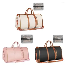 Storage Boxes PU Folding Suit Bag Women Luggage Handbag Travel Sport Outdoor Multifunctional