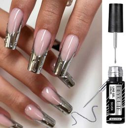 Nail Polish LILYCUTE 5ml Metallic Painting Liner Gel Polish French Style Nail Art Semi Permanent Super Bright Silver Mirror Gel Nail Polish Y240425