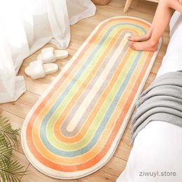 Carpets Oval Bedside Carpet Anti-slip Bedroom Floor Mat Living Room Long Area Rugs Geometry Pattern Rug INS Baby Playmats Alfombra