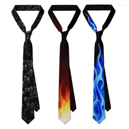 Bow Ties 8cm Blue Flame Black Skull Tie Men's Business 3 Unisex Party Wedding Accessories Holiday Gift