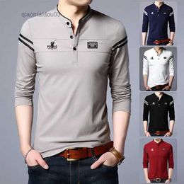 Men's Polos Mens Fashion Long sleeved POLO Shirt Casual Cotton Breathable Top Stand up Collar Korean Comfortable T-shirt TopL2404