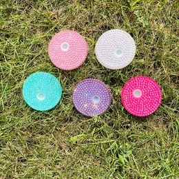 BPA free Customised Colourful replacement pp plastic Acrylic shiny bling rhinestone lid bling rhinestone plastic covers for 16oz glass can soda can,sold by case