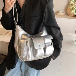 Hobo 2024 Women's Multi Pocket Leather Shoulder Bag Vintage Handbag Luxury Designer Crossbody Brand Ladies Casual Tote Travel