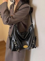 Drawstring Vintage Women's Large Capacity Shoulder Bags 2024 Spring Autumn Casual All-match Backpack Elegant Chic Ladies PU Totes