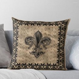 Pillow Fleur-de-lis - Black And Gold Throw Case Cover Set S