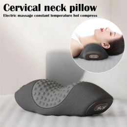 Massager Electric Cervical Massage Pillow Vibration Hot Compress Neck Shoulder Massager Traction Relax Spine Support