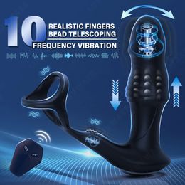 LUVWAKE Prostate Massager Anal Vibrator 9 Wiggling Thrusting with Cock Ring Butt Plug Remote Control Sex Toys P Sport 240423