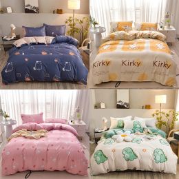 Pillow YanYangTian Cartoon Pattern 4Piece Flat Sheet Quilt Cover Pillow Case Family Bed Sheet Children's Bedding Set 4Piece Set