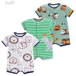 Rompers 2023 Baby Boys Rompers Summer Baby Girl Clothes Kids Short Sleeve Clothing 100% Cotton Newborn Rompers Infant Jumpsuits 0-24M d240425
