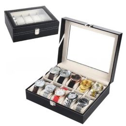 Cases Vintage Watch Box 6/10/12/20 Slots Faux Leather Wrist Watch Storage Box Display Case Organiser