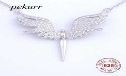 Pekurr 925 Sterling Silver CZ Angle Wing Phoenix Eagle Bird Necklaces Pendants For Women Chain Jewelry Gifts 2106211070209