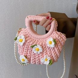 Evening Bags Small Cotton Thread Crochet Women 2024 Summer Fashion Handwoven Designer Handbags Ladies Puff Flower Beach Shell Bag