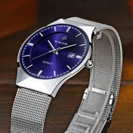 Clocks WWOOR Thin Watches Men Luxury Quartz Wrist Watch Date 50m Waterproof Clock Male Casual Wrist Watch Clock relogio masculino 2021