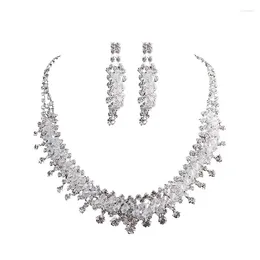 Pendant Necklaces European And American Bride Wedding Crystal Necklace Earrings All-Match Decorative Chain Accessories