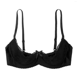 Bras Sexy Lace Bra Women's Lingerie Underwire Half Cup Push Up Brassiere Underwear Bare Exposed Breast