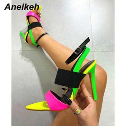 Dress Shoes 2024 Summer Colour GLADIATOR Women Sandals Stiletto High Heel Roman Ankle Strap Wedding Stripper Modern H240425