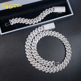 Wholesale Jewelry Price Fashion Men Necklace Brass Gold Plated Cz Diamond 17Mm Hip Hop Iced Out Baguette Cuban Link Chain