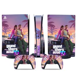 Stickers Grand Theft Auto GTA6 PS5 disc Skin sticker Vinyl decals PS5 Disc Version Skin sticker for Console Vinyl two Controllers