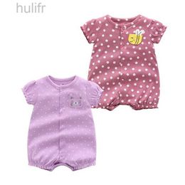 Rompers 2Pcs/lot Brand Summer Baby Girl Clothes Cotton Jumpsuit Baby Clothing Short sleeve Infant Boys Clothes 0-24M Baby Rompers d240425