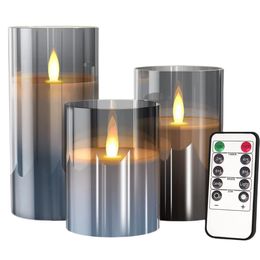 3Pcs Flameless LED Candles Light With Remote Control Romantic Flickering Wick Set Lamp For Christmas Wedding Party 240417