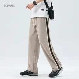 Men's Pants Sweatpants Korean Fashion Drawstring Waist Sportswear Casual Track Male Loose Wide Leg Trousers 2024 Spring Summber