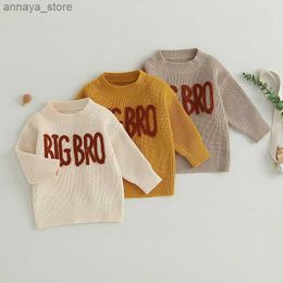 Pullover Toddler Baby Boys Knitted Sweater Clothes for Spring Autumn Winter Letter Embroidery Pullover Kids Knitwear Sweater CoatL2404