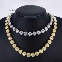 YIYUN 10mm Miami Cuban Link Chains Mens Jewelry hip hop full diamond Round Rock Sugar Zircon necklace For men women