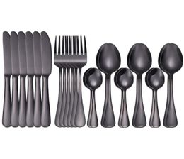 Pcs Black Dinnerware Set Cutlery Stainless Steel Rainbow Dinner Tableware Wedding Silverware Sets1271050
