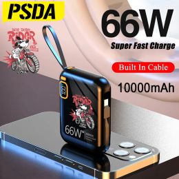 Cases PSDA 3D Power Bank 10000mah PD20W Detachable USB to TYPE C Cable Twoway Fast Charger Mini Powerbank for iPhone Xiaomi Samsung