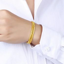 Real gold 999 mens bracelet AU750 for him simple fashion Jewellery boss chain gift 24K customizable length 240424