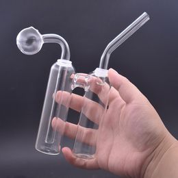 Double Chamber recycler Glass Oil Burner Bongs Oil Rig Bubbler Smoking Water Pipe Honeycomb Perc Ashcatcher Bong with Downstem Oil Burner Pipe