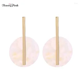 Stud Earrings Banny Pink Simple Metal Bar For Women Chic Acrylic Tortoiseshell Geometric Round Pendant Post