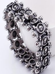 Punk Rocker Skull Bracelet For Men Quality Stainless Steel Massive Jewellery Gothic 26MM Wide Mens Friendship Bracelets 202016781331