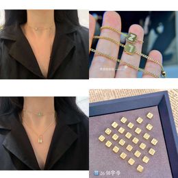 Women's Jewellery Necklace 26 Letters Diamond Square Pendent Chocker 40/45Cm Au750 Yellow Gold Original Quality