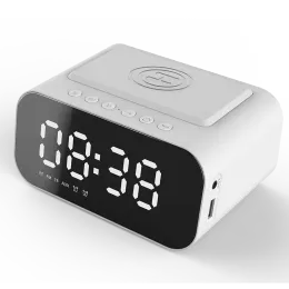 Clocks Digital Alarm Clock Bluetooth Speaker FM Radio Wireless Charger Phone Charging Pad USB Fast Charger Table Clock