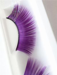 Glitter Shimmery False Eyelashes Purple Fake Lashes for Stage Festival Colorful 1Pair Long Handmade Colourful Lash Beauty Tools2034037