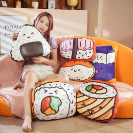 Pillow Simulation 3D Cute Japan Onigiri Sushi Milk Stuffed Plush Food Pillow Soft Cartoon Decor Back Cushion For Sofa Chair Bed Floor