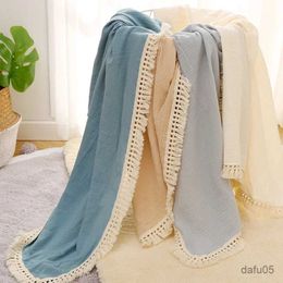 Blankets Swaddling Muslin Swaddles Baby Blanket Cotton Soft Newborn Blankets Tassel Bath Gauze Infant Swaddle Wrap Sleep Bag Bed Stroller Cover