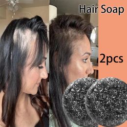 Treatments Bamboo Charcoal Black Hair Shampoo Moisturizing Essence Body Soaps Damage Repair Shine Smooth Anti Loss Hair Darkening Soap Bar