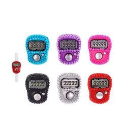 women Electronic Digital Finger Ring Tally Counter Hand Held Knitting Row Counter Clicker Mini Point Marker Counter LCD diamond Counters