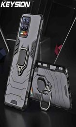 KEYSION Shockproof Case for Realme 8 Pro GT C20 V13 Q2 Ring Stand Phone Cover for OPPO Find X3 Pro A94 A12 A15 Reno 5 F19 Pro5G4327556