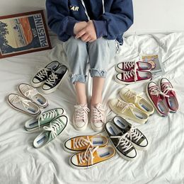 Halbschuhe Frauen -Leinwandschuhe Student Koreanische Version ein Fuß faule Schuhe