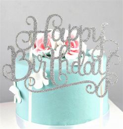 Four Color Crystal Rhinestone Shiny Happy Birthday Cake Topper Anniversary Kids Birthday Party Decor Cake Topper7137340