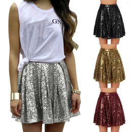 Skirts Women's Sparkling Sequined Sexy Skirt Dancing Costumes Fairy Pleated Baggy Solid Colour Fashion Chic A Line Faldas