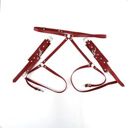 BDSM Sex Bondage Set Sex Bondage Bed Restraints,Sex Bondage BDSM Kit,Bed SM Games Play Sex Toys with 2 Wrists Cuffs and Thigh Waist Straps for Couples(Red)