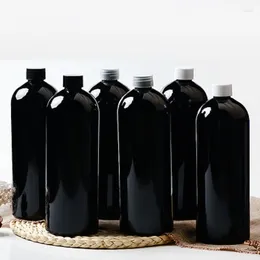 Storage Bottles Cosmetic Bottle Round Shoulder PET Plastic Empty 1000ml Container Packaging 8Pcs Black White Clear Screw Lid Refillable