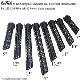 7/9/10/11/12/13.5/15/17'' inch New Design M-lok Clamping Handguard Rail Free Float Picatinny Mount System_Black Colour