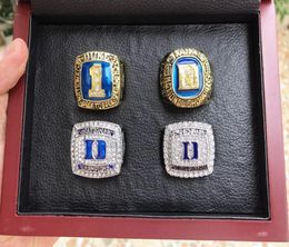 DUKE BLUE 4Pcs DEVILS NATIONAL Team Ring With Wooden BOX Set Men Fan Souvenir Gift Whole 2019 Drop 8501069